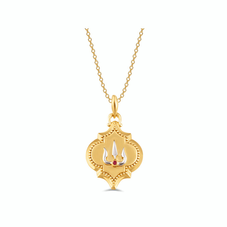 Trishul 18k Gold Plated, 925 Sterling Silver Carved Pendant