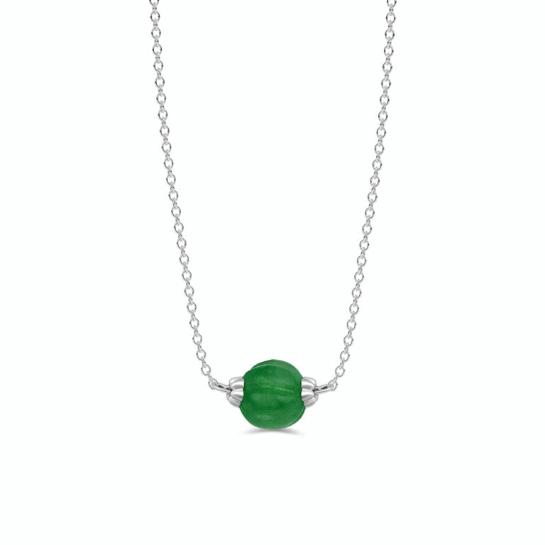 Green Jade Gemini Necklace with 925 Sterling Silver Chain