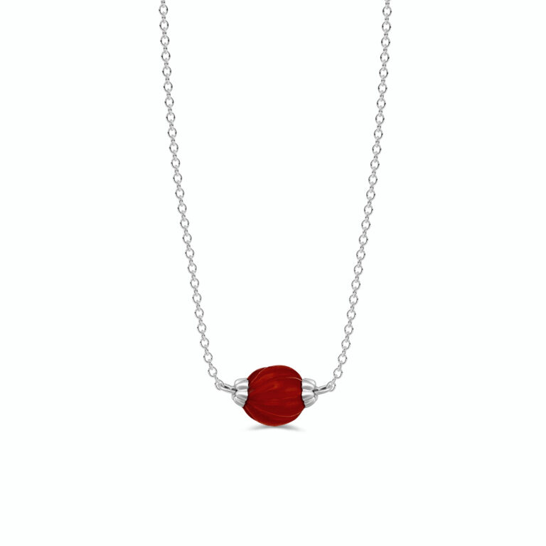 Red Coral Aries Necklace with 925 Sterling Silver Chain
