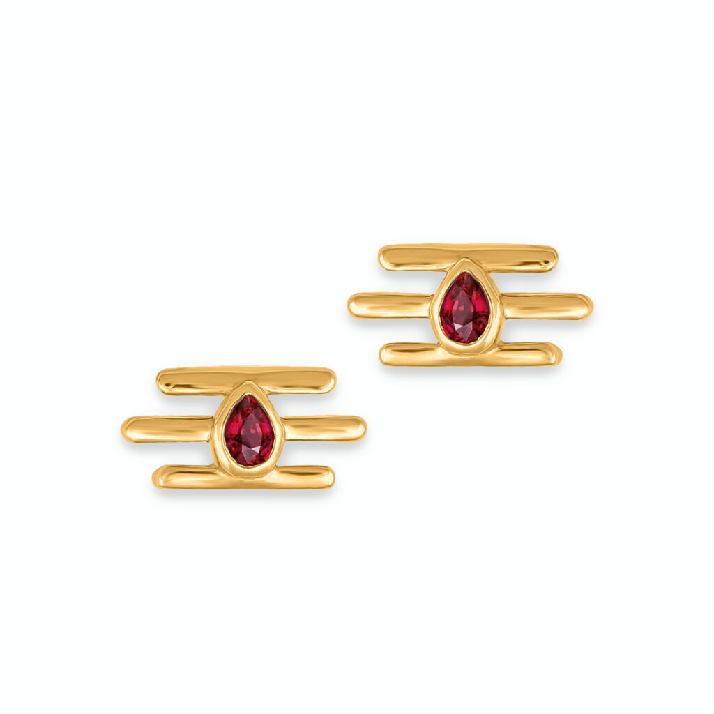 Tripund 18k Gold plated, 925 Sterling Silver Earrings with Ruby Crystals