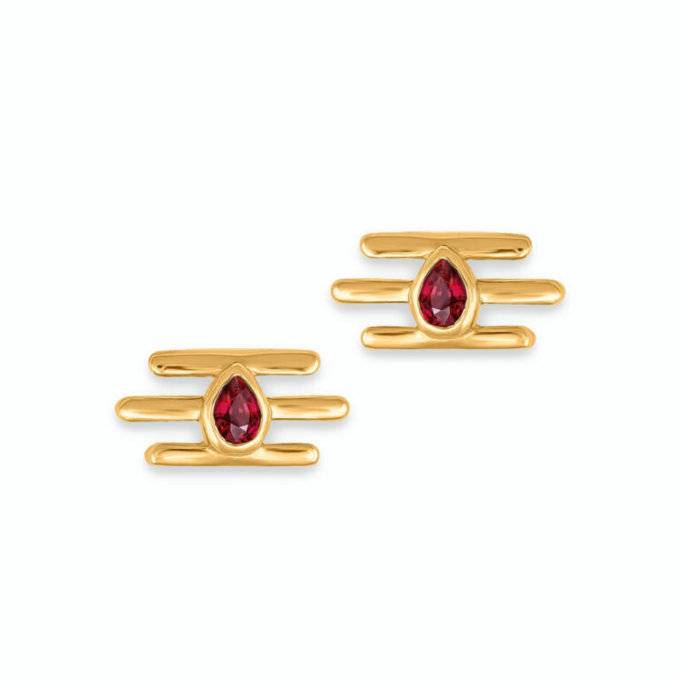 Tripund 18k Gold plated, 925 Sterling Silver Earrings with Ruby Crystals