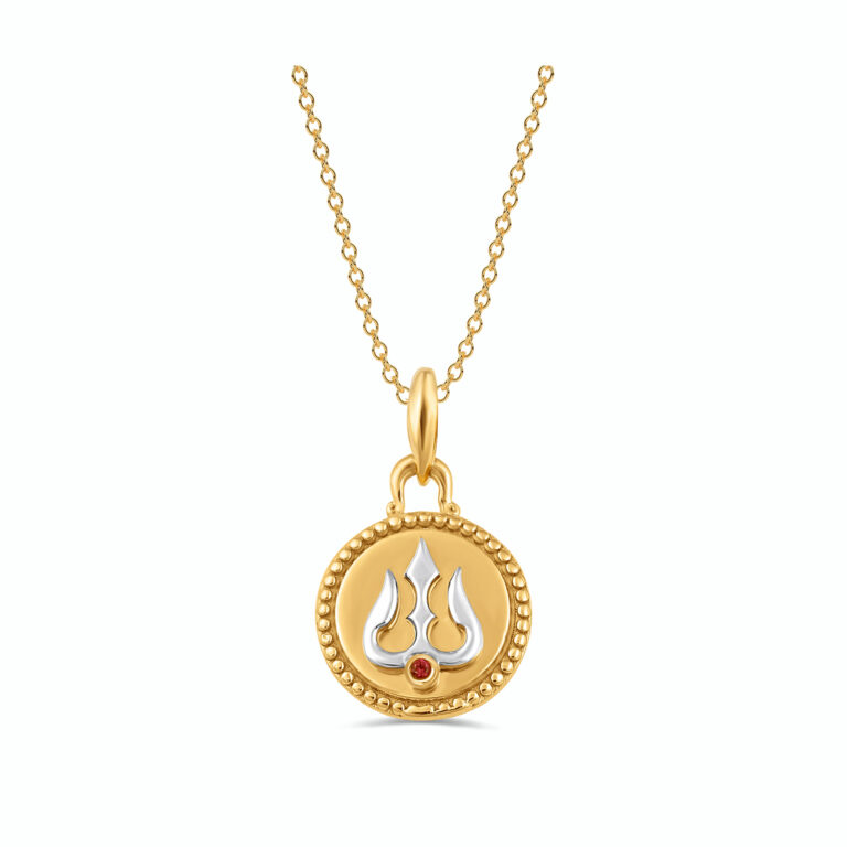 Round Trishul 18k Gold Plated 925 Sterling Silver Pendant