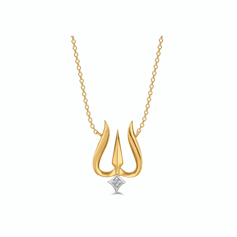 Trishul 18k Gold plated, 925 Sterling Silver Pendant with Crystal